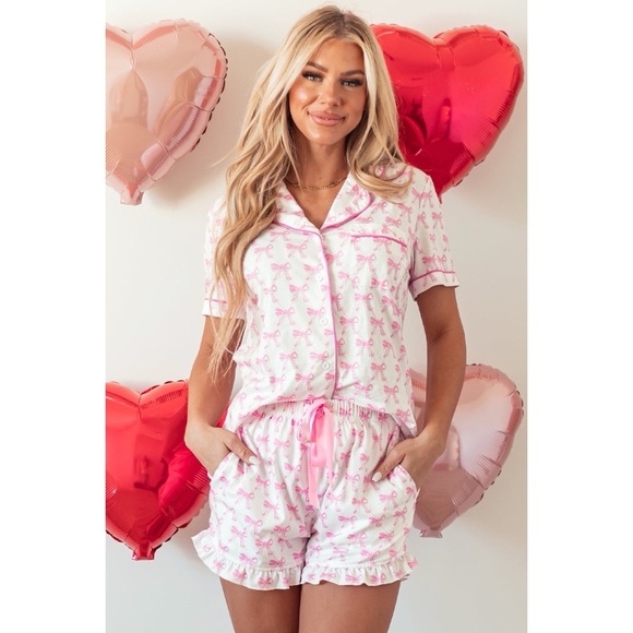 Other - Pink Bow Print Women's Pajama Set
